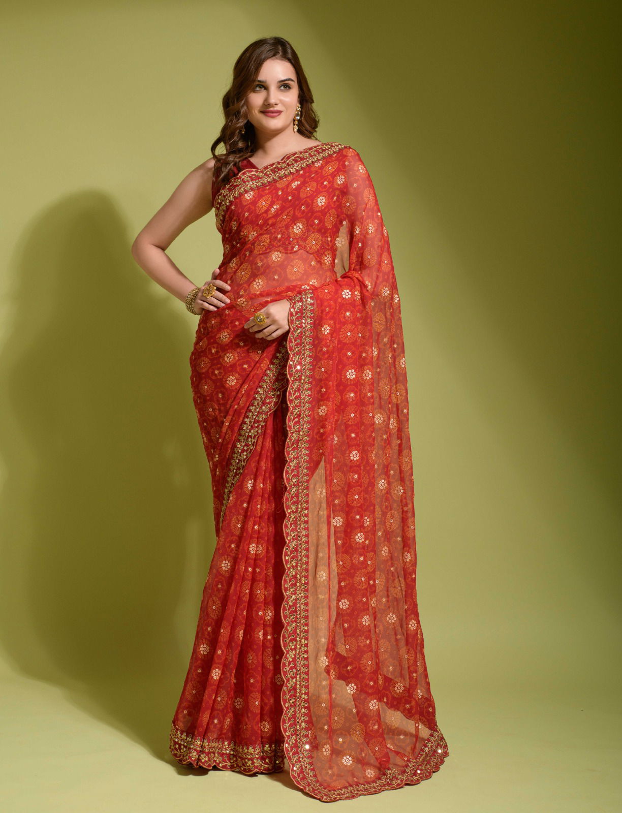 D 2020 Embroidery lace Printed Sarees Catalog